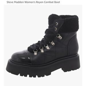 Steve Madden Reyen Leather Faux Shearling Lug Sole Platform Boot Size 6.5 9.5